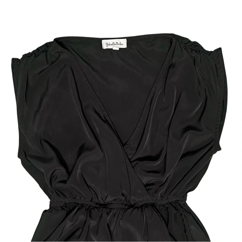 Gabriella Rocha Cinched Waist Black Wrap Mini Dress Size S - Picture 2 of 4